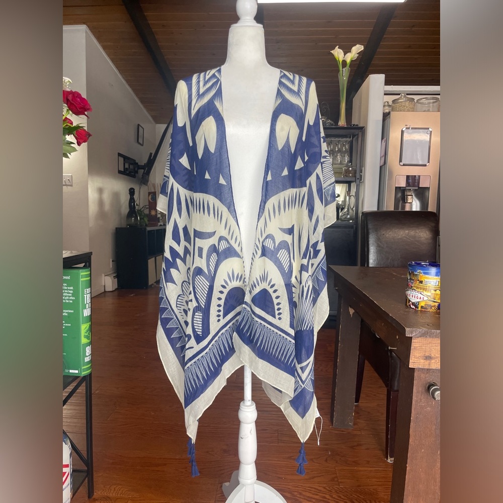 Light weight semi transparent cotton tunic/kaftan with tassels